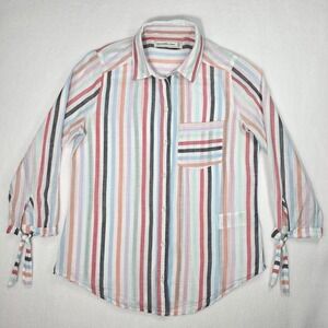Women's Abercrombie & Fitch Linen Cotton Blend Striped Button Up Shirt Size XS